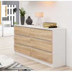 Comoda Akord K140 6SZ (White/Sonoma Oak)
