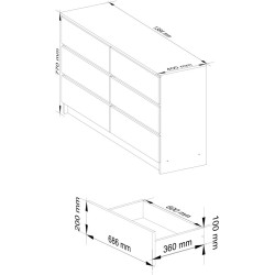 Comoda Akord K140 6SZ (White/Sonoma Oak) Thumb