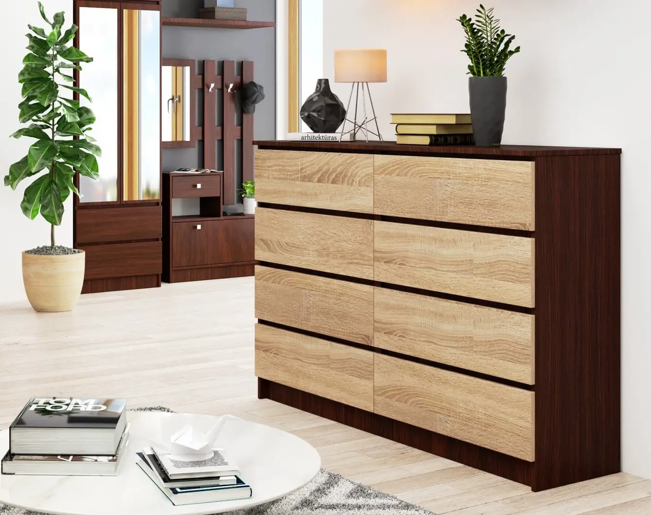 Comoda Akord K140 8SZ CLP PK (Wenge/Sonoma Oak)