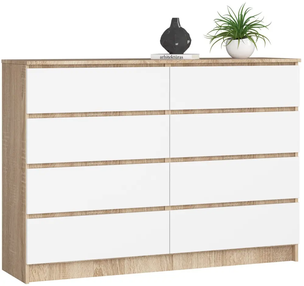 Comoda Akord K140 8SZ (Sonoma Oak/White)
