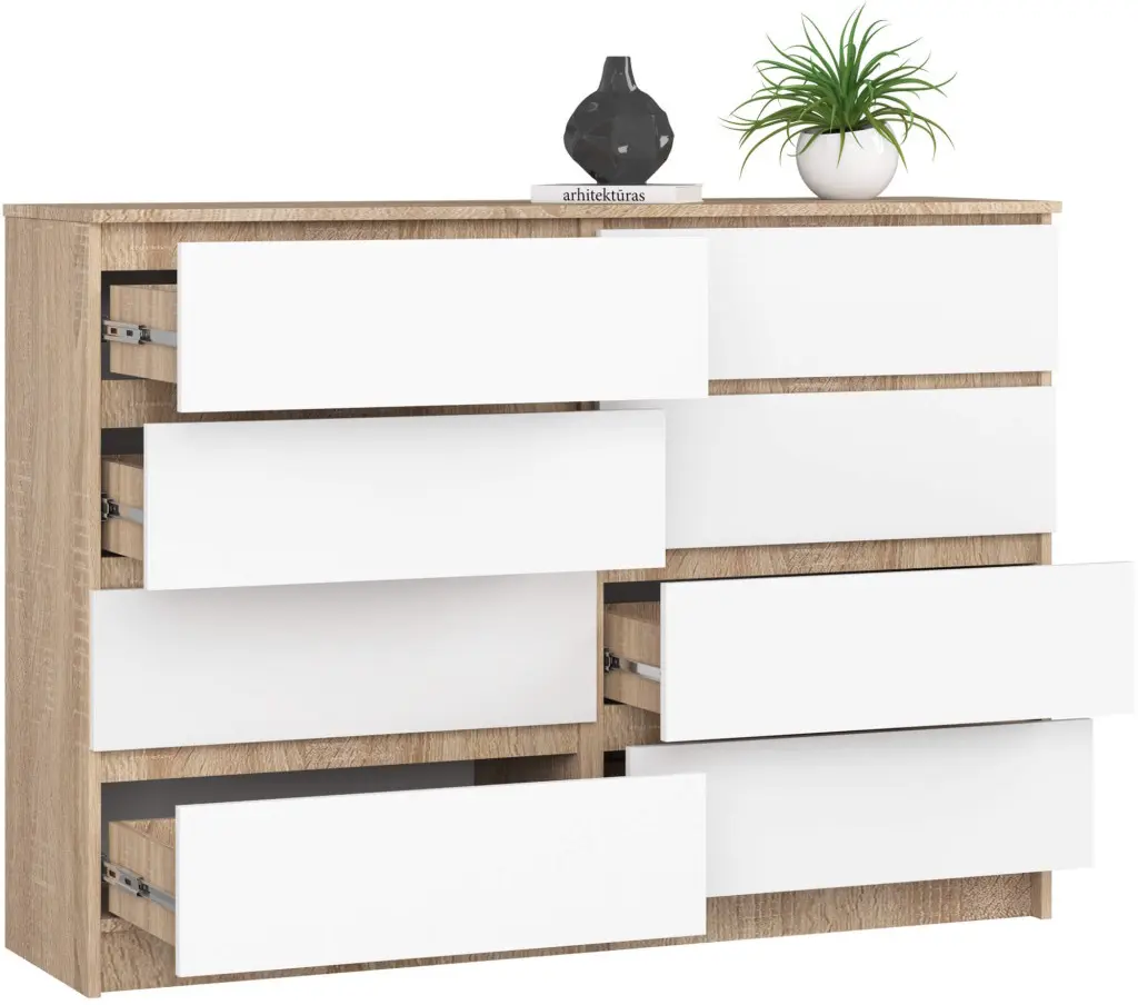 Comoda Akord K140 8SZ (Sonoma Oak/White)