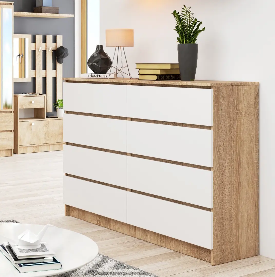 Comoda Akord K140 8SZ (Sonoma Oak/White)