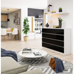 Comoda Akord K140 8SZ (White/Black Gloss) Thumb