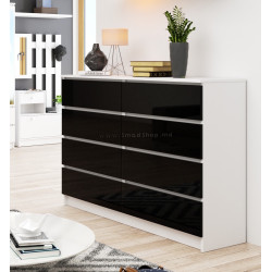 Comoda Akord K140 8SZ (White/Black Gloss)