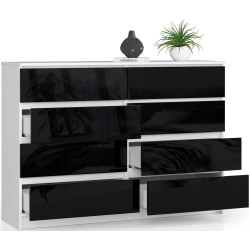 Comoda Akord K140 8SZ (White/Black Gloss) Thumb