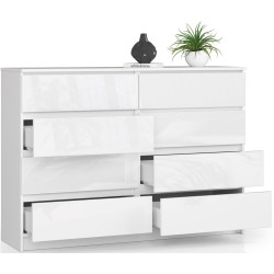 Комод Akord K140 8SZ (White/Glossy White) Thumb