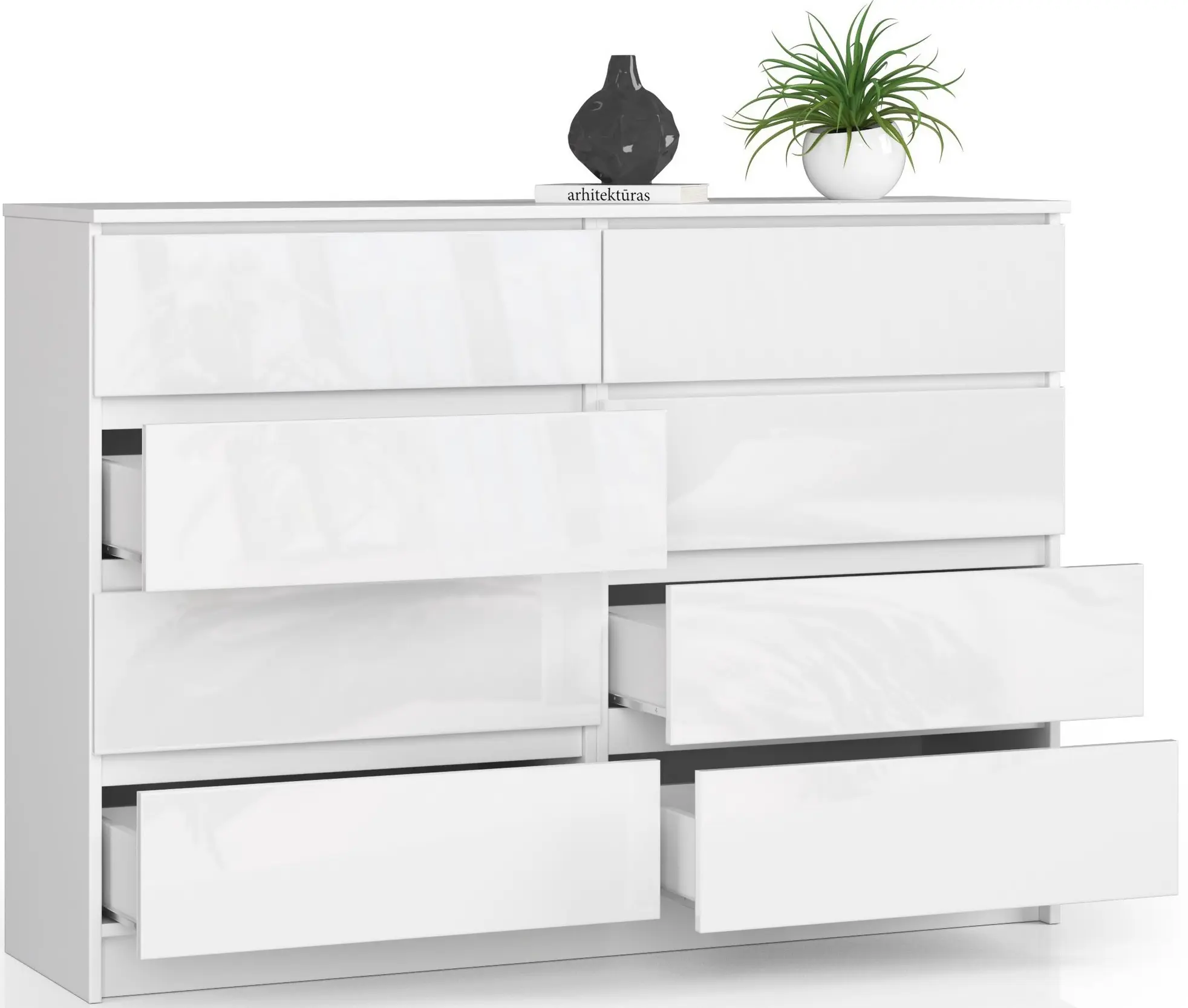 Комод Akord K140 8SZ (White/Glossy White)