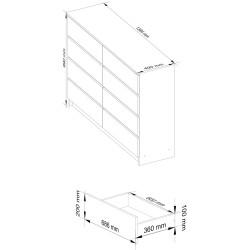 Комод Akord K140 8SZ (White/Glossy White) Thumb