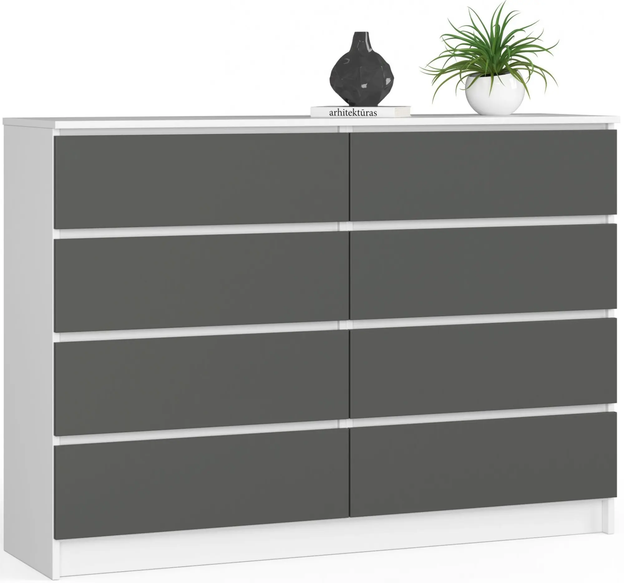 Comoda Akord K140 8SZ (White/Graphite Grey)
