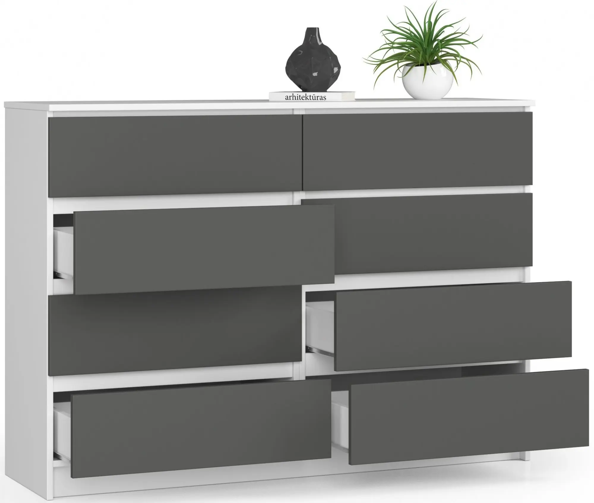 Comoda Akord K140 8SZ (White/Graphite Grey)