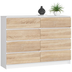 Comoda Akord K140 8SZ (White/Sonoma Oak) Thumb