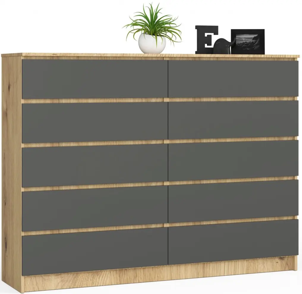 Comoda Akord K160 10SZ (Graphite Grey/Artisan Oak)