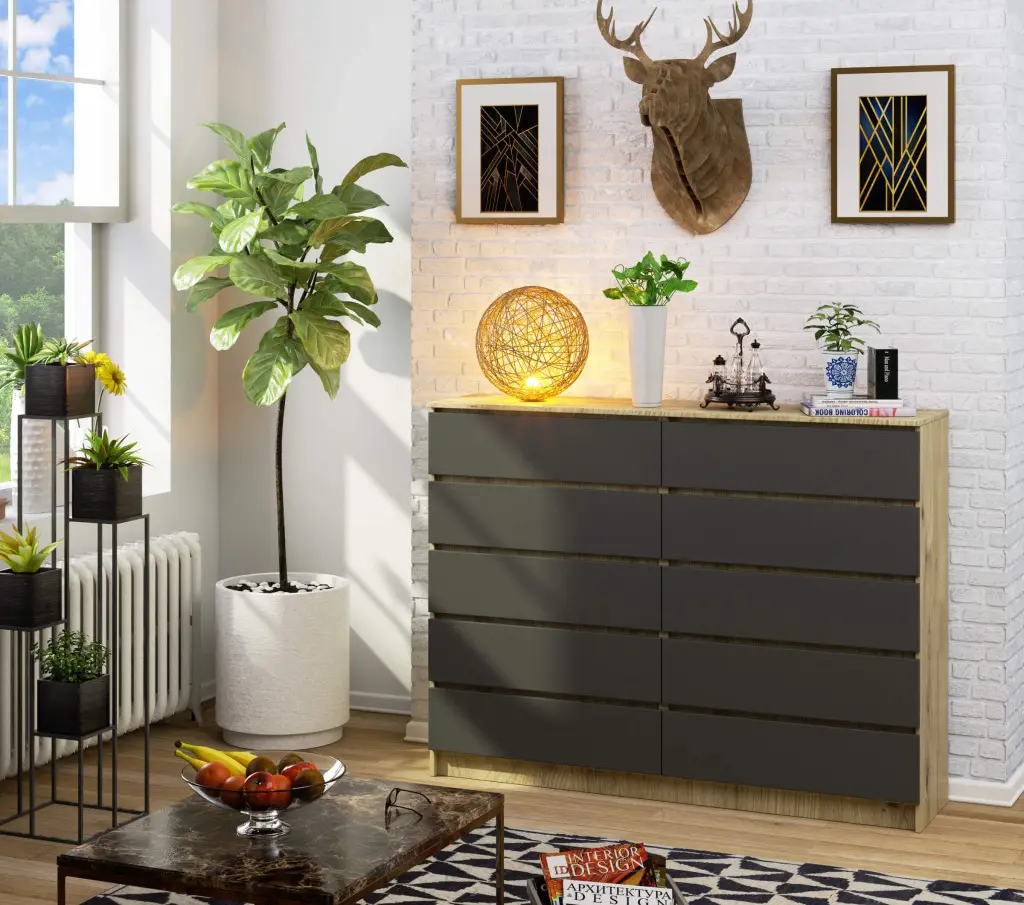 Comoda Akord K160 10SZ (Graphite Grey/Artisan Oak)