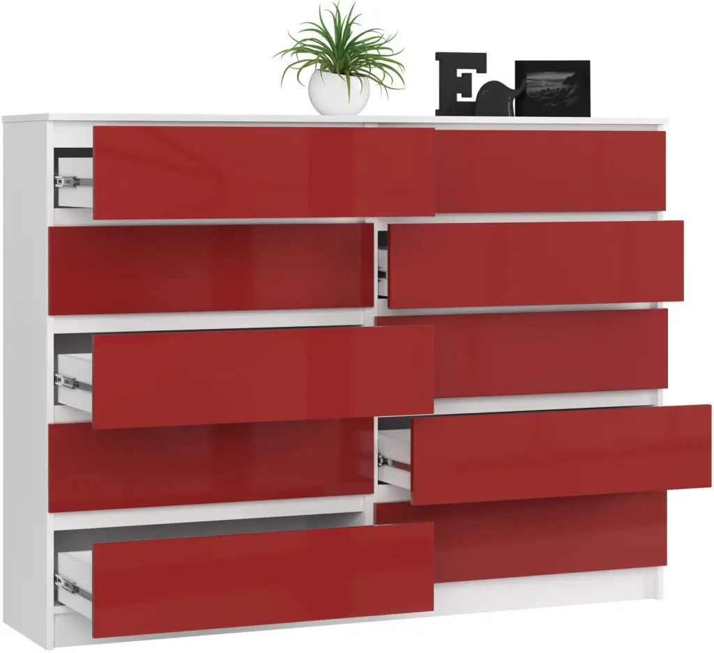 Comoda Akord K160 10SZ (Red Gloss/White)