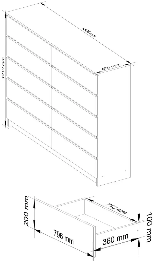 Comoda Akord K160 10SZ (Red Gloss/White)