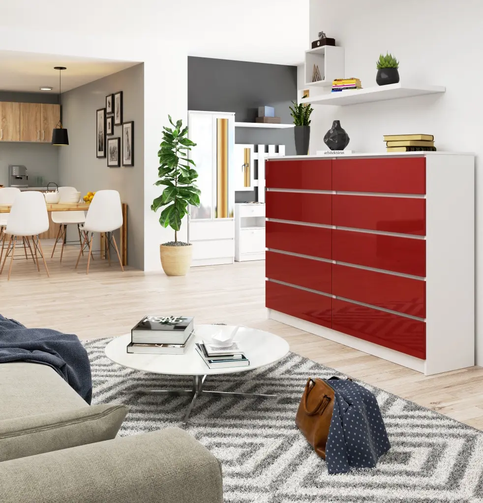 Comoda Akord K160 10SZ (Red Gloss/White)