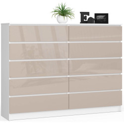 Comoda Akord K160 10SZ (White/Cappuccino Gloss) Thumb