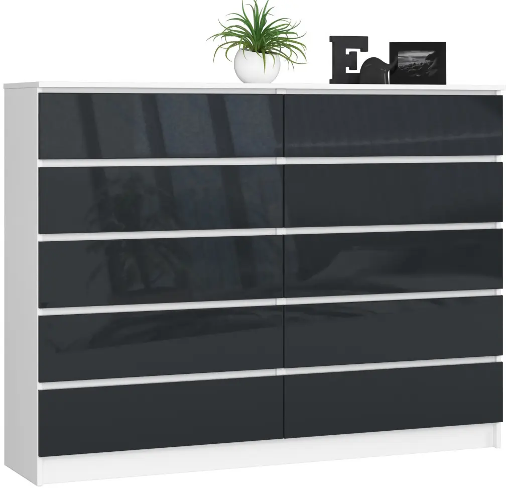 Comoda Akord K160 10SZ (White/Graphite Gloss)