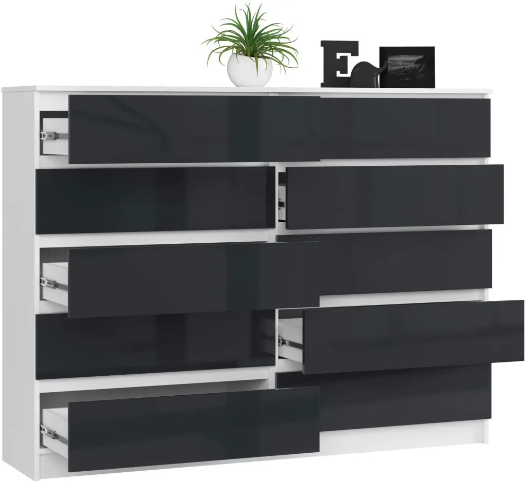 Comoda Akord K160 10SZ (White/Graphite Gloss)
