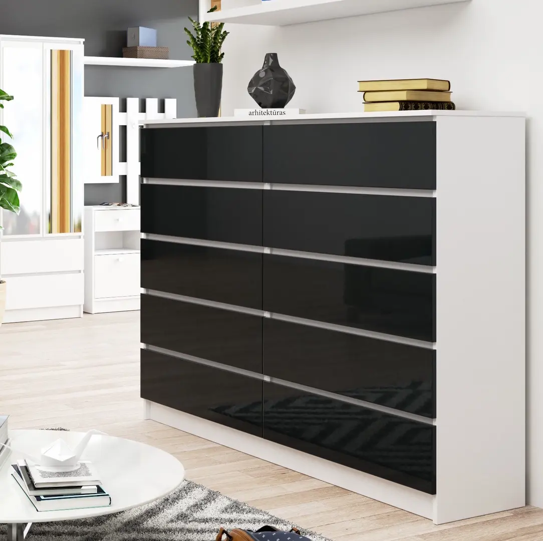 Comoda Akord K160 10SZ (White/Graphite Gloss)