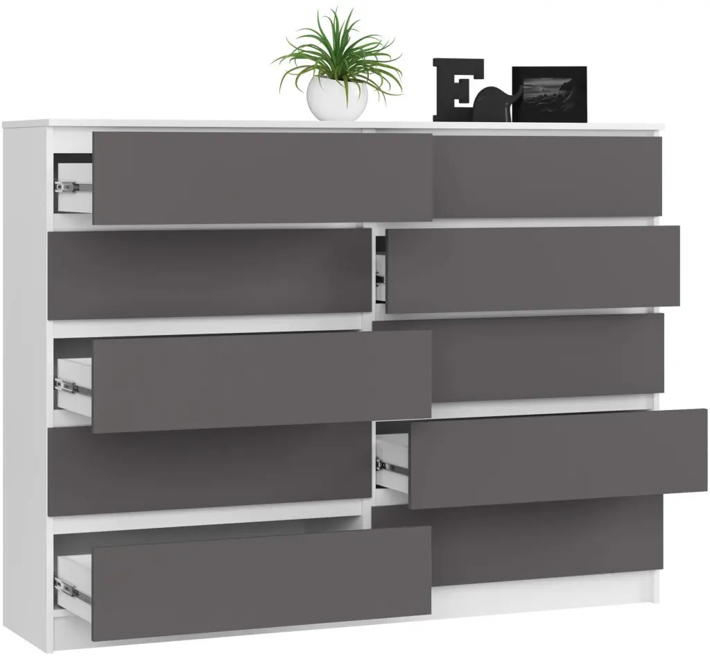 Comoda Akord K160 10SZ (White/Graphite Grey)