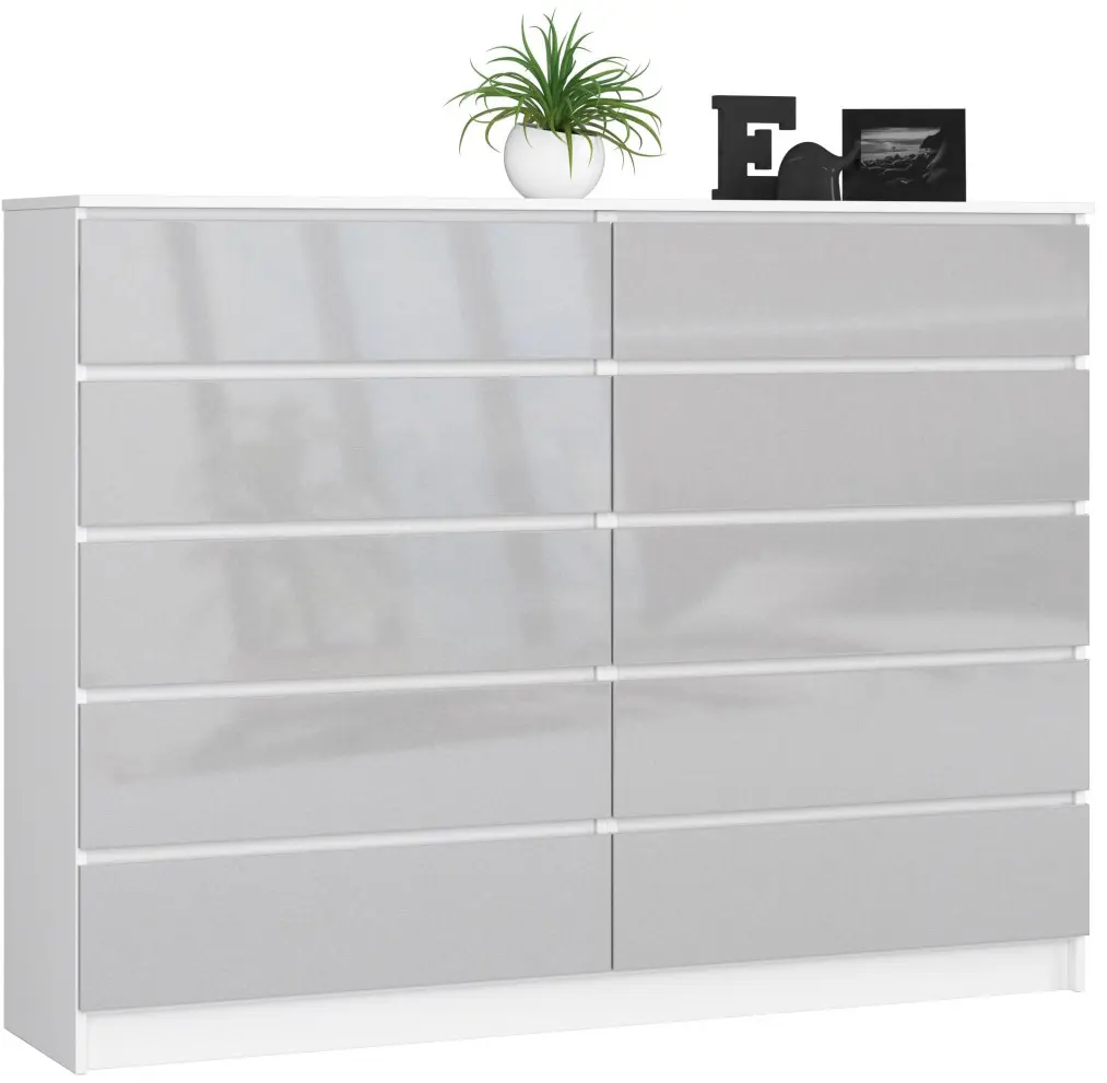 Comoda Akord K160 10SZ (White/Metallic Gloss)