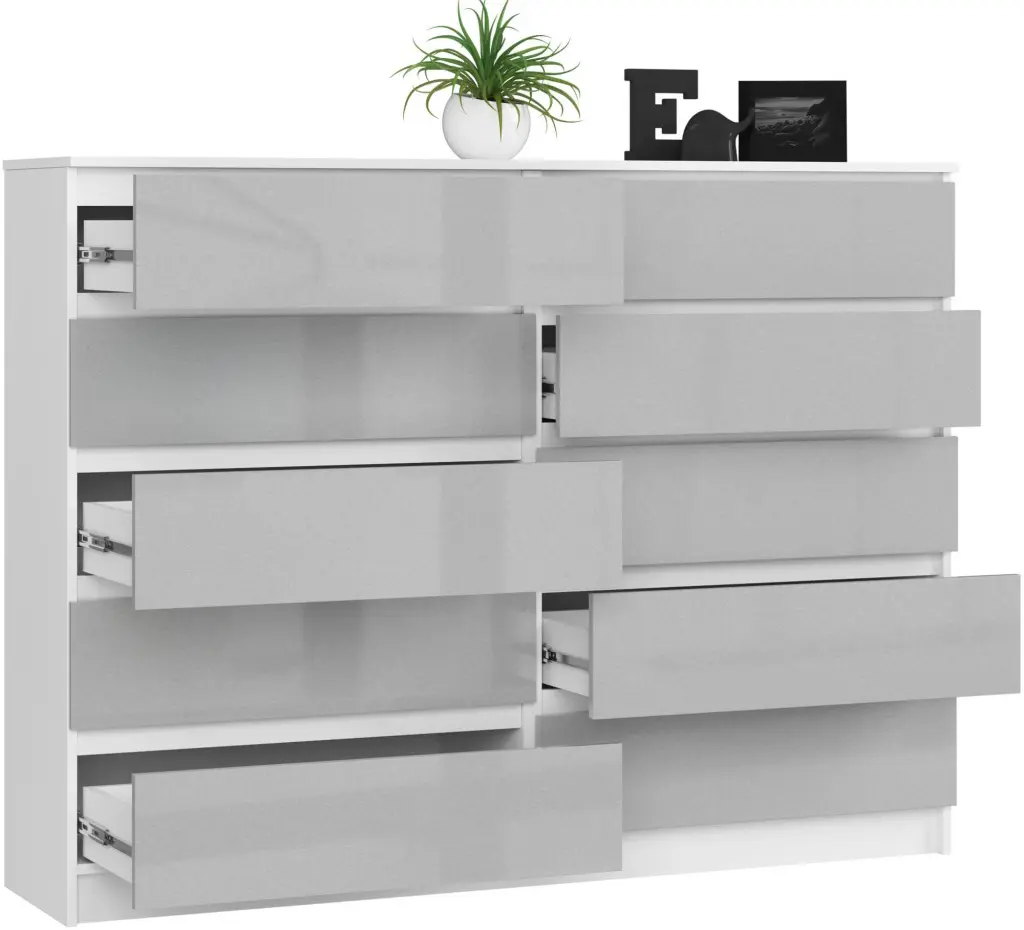 Comoda Akord K160 10SZ (White/Metallic Gloss)