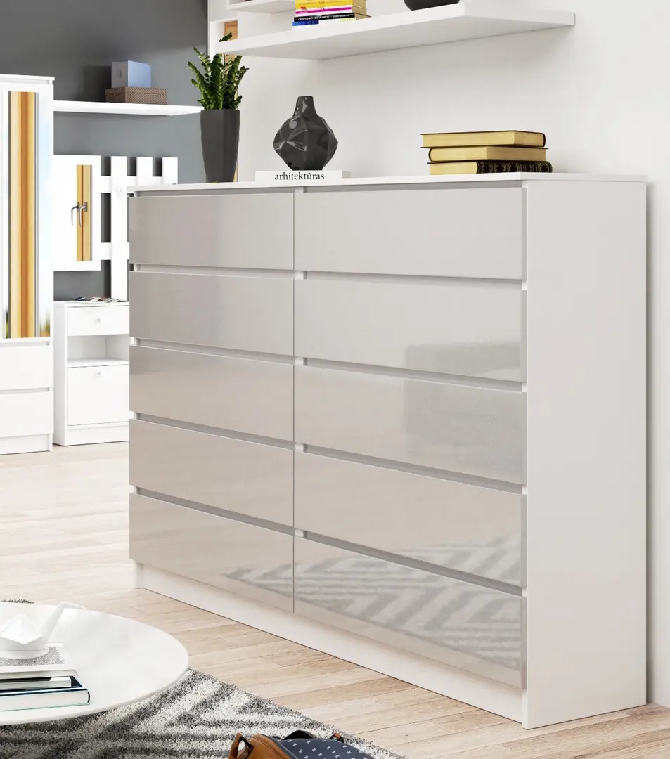 Comoda Akord K160 10SZ (White/Metallic Gloss)