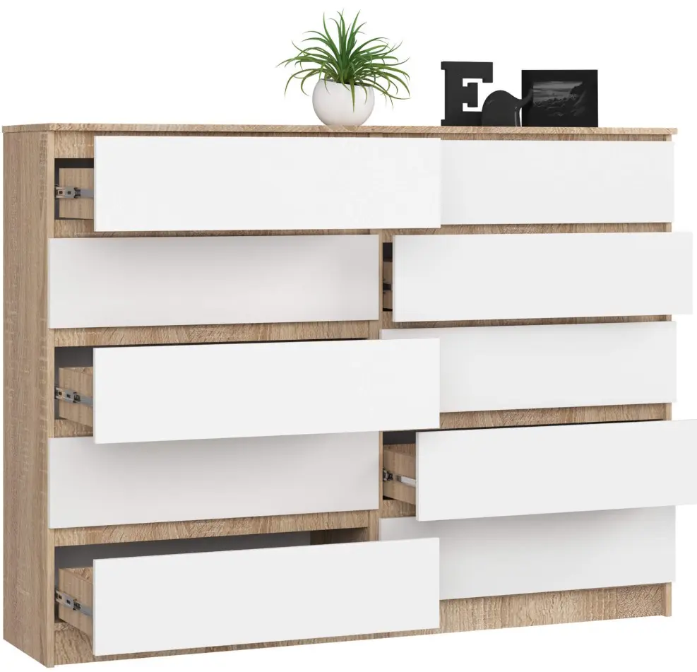 Комод Akord K160 10SZ (White/Sonoma)