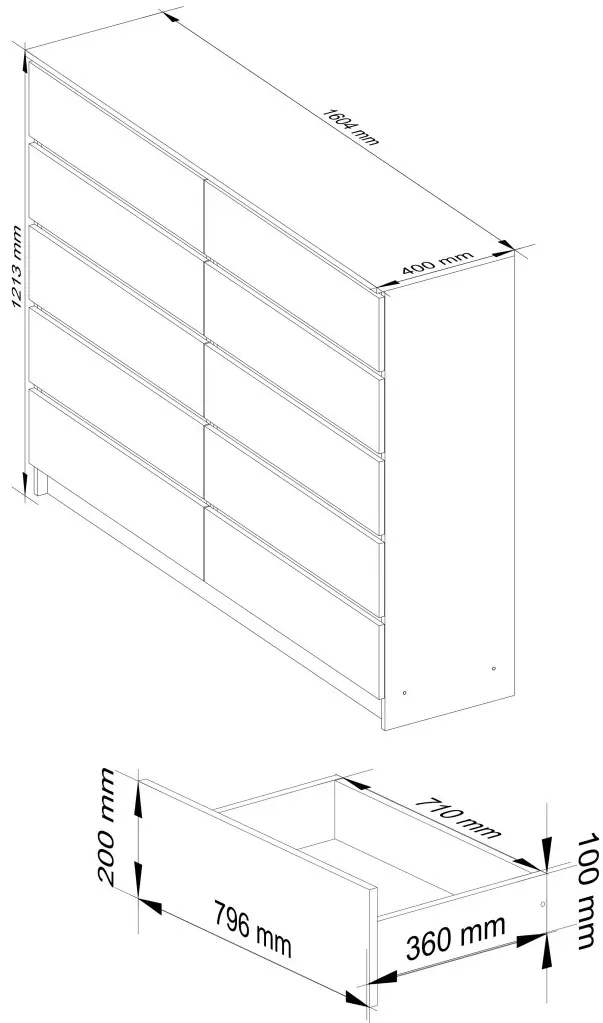 Комод Akord K160 10SZ (White/Sonoma)