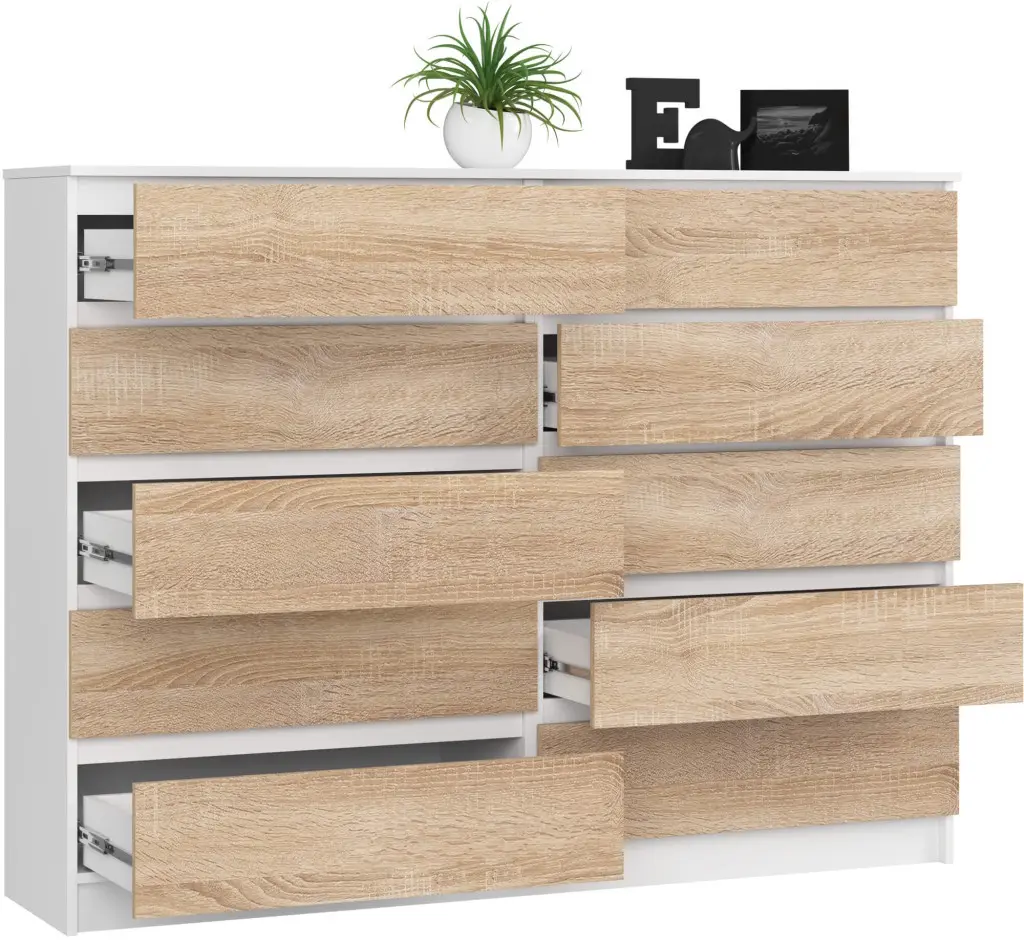 Comoda Akord K160 10SZ (White/Sonoma Oak)