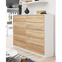 Comoda Akord K160 10SZ (White/Sonoma Oak)