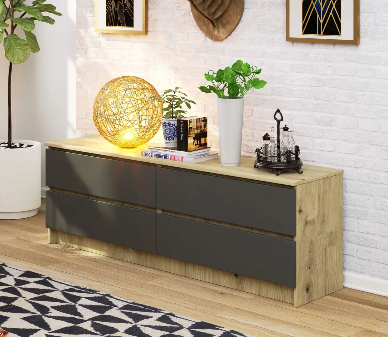 Comoda Akord K160 4SZ (Artisan Oak/Graphite Grey)