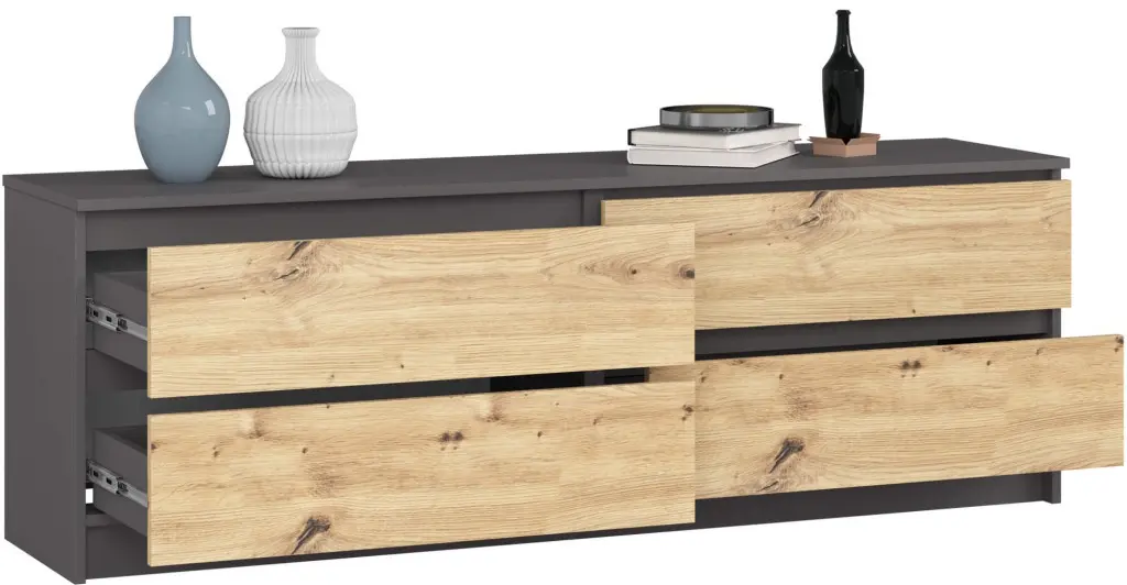 Комод Akord K160 4SZ (Graphite Grey/Artisan Oak)