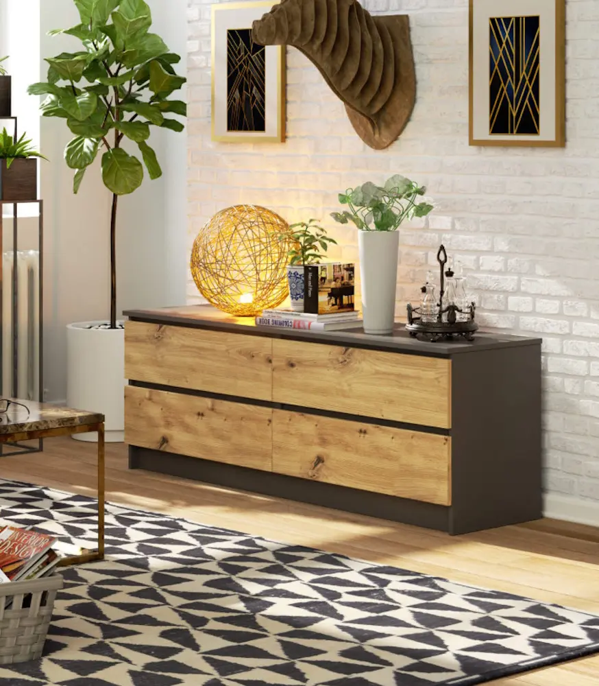 Комод Akord K160 4SZ (Graphite Grey/Artisan Oak)