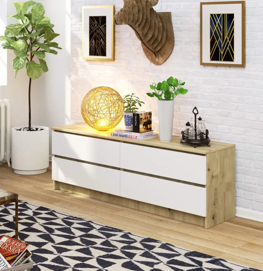 Comoda Akord K160 4SZ (White/Artisan Oak)