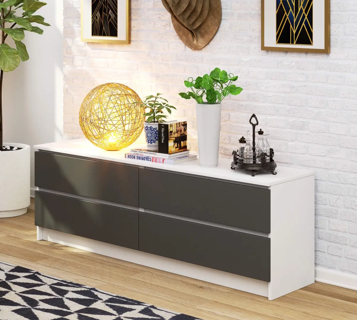 Comoda Akord K160 4SZ (White/Graphite Grey)