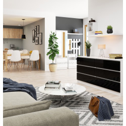 Comoda Akord K160 6SZ (Black Gloss/White)