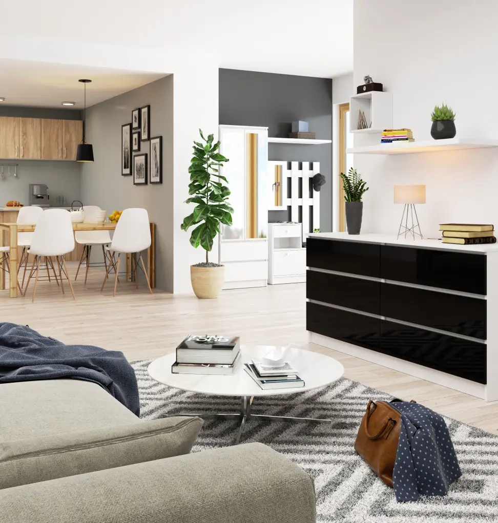 Comoda Akord K160 6SZ (Black Gloss/White)