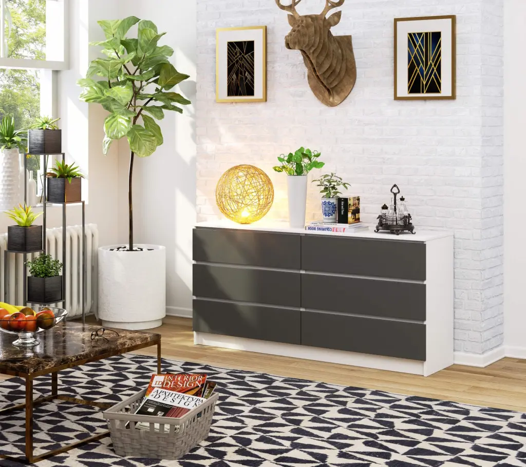 Комод Akord K160 6SZ (Graphite Grey/White)