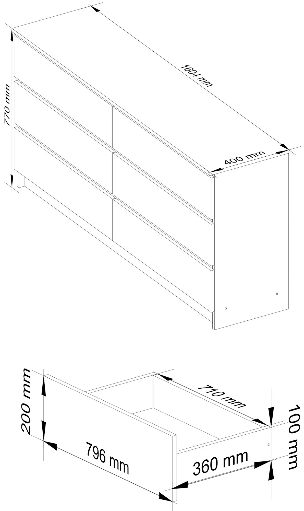Comoda Akord K160 6SZ (Sonoma Oak)