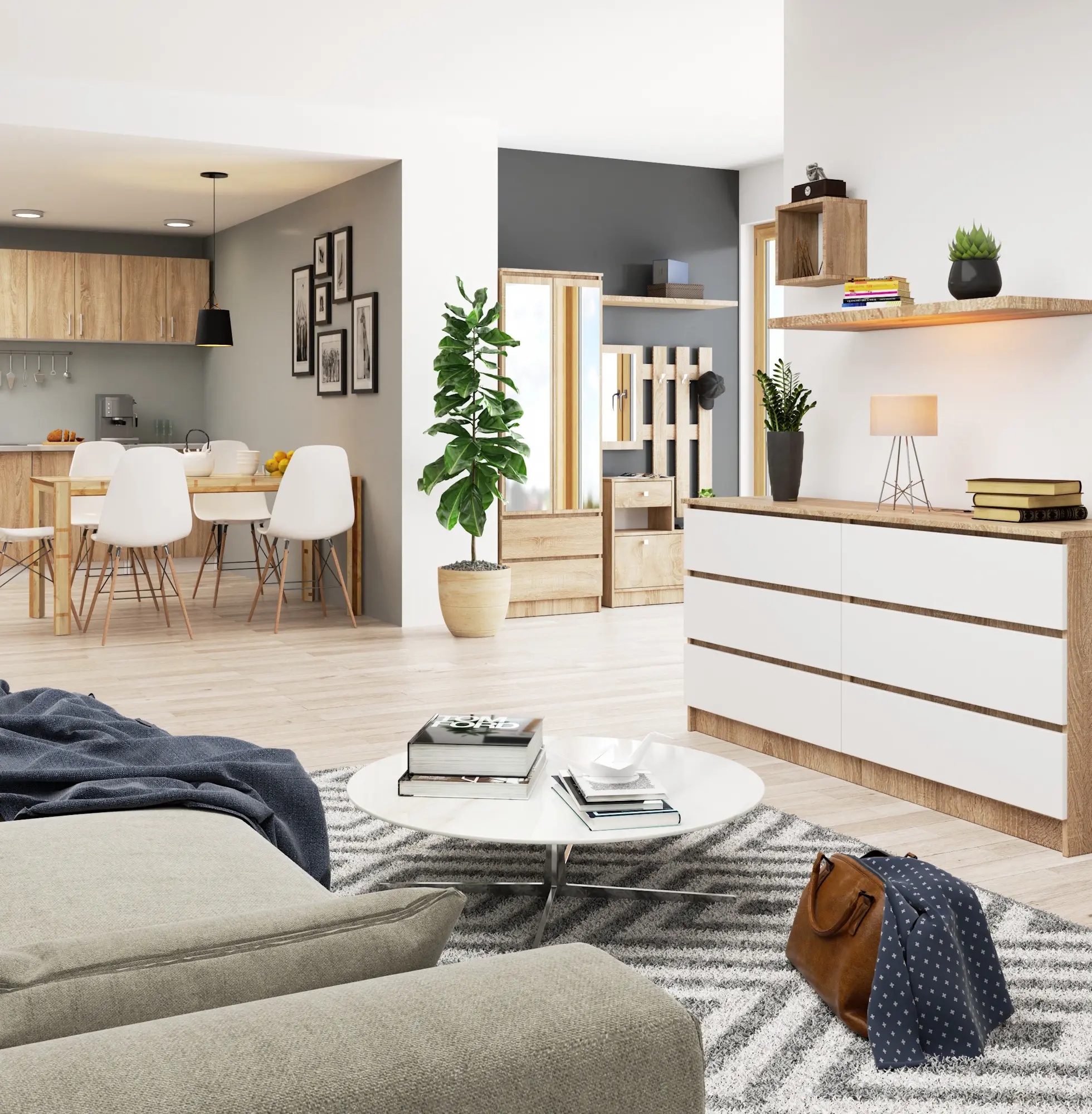 Комод Akord K160 6SZ (Sonoma Oak/White)