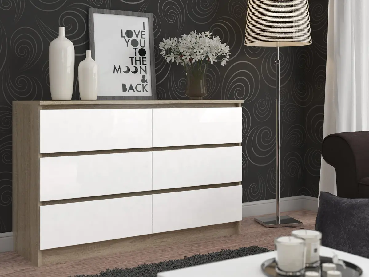 Комод Akord K160 6SZ (Sonoma Oak/White)