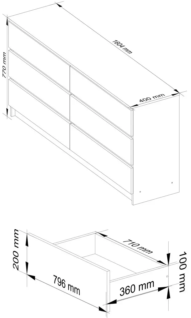 Комод Akord K160 6SZ (Sonoma/White)