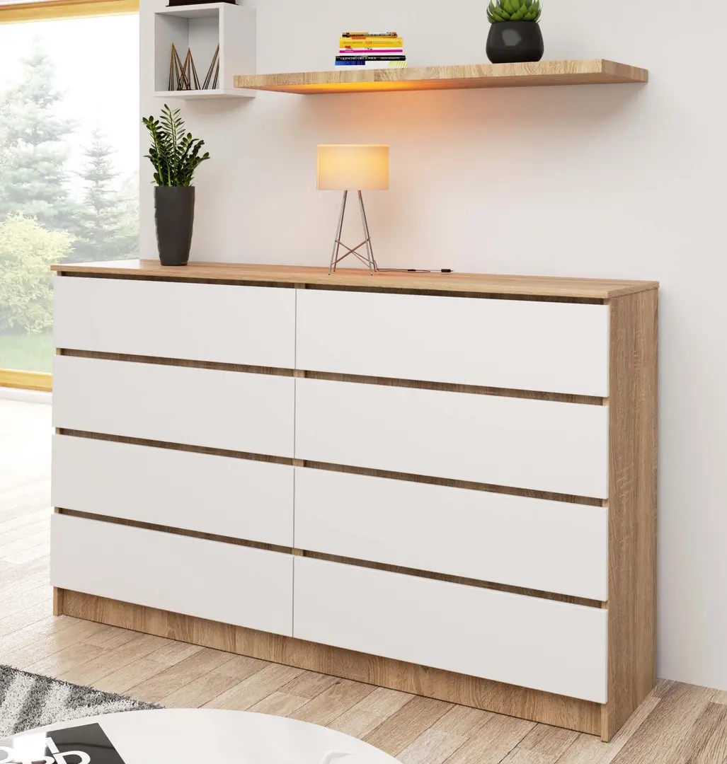 Comoda Akord K160 8SZ (Sonoma Oak/White)