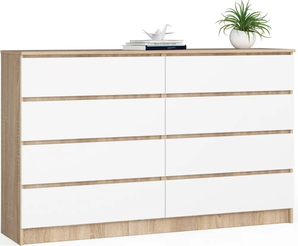 Comoda Akord K160 8SZ (Sonoma Oak/White)