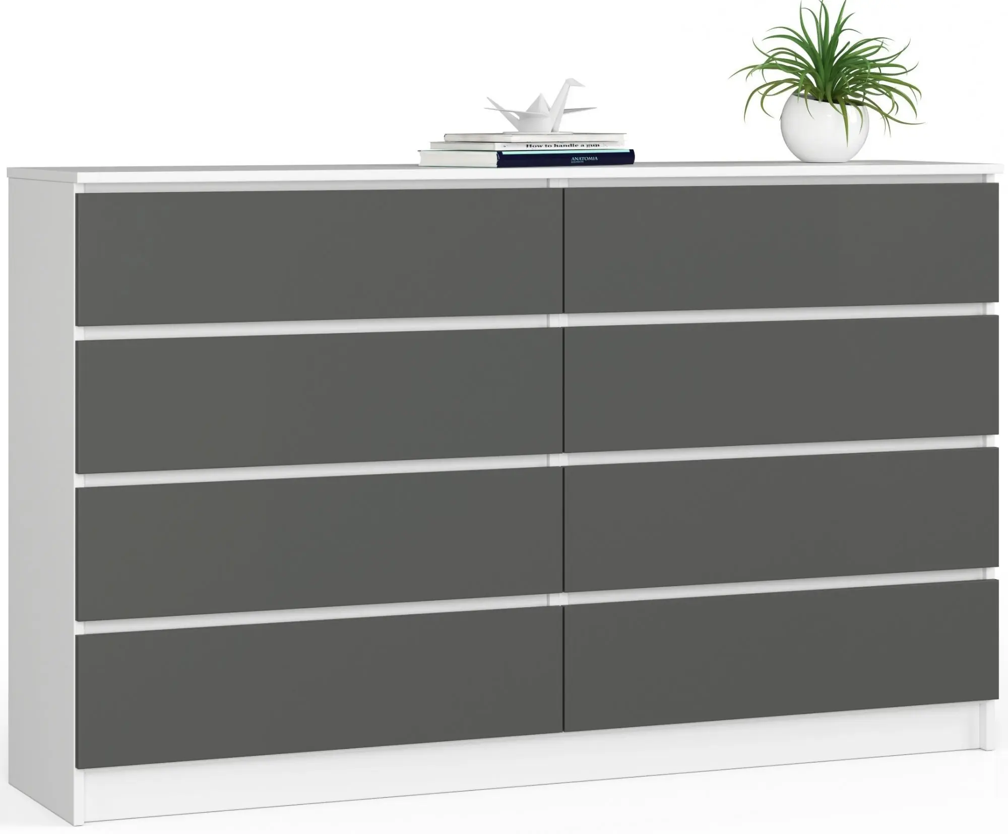 Comoda Akord K160 8SZ (White/Graphite Grey)