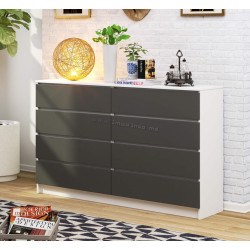 Comoda Akord K160 8SZ (White/Graphite Grey)