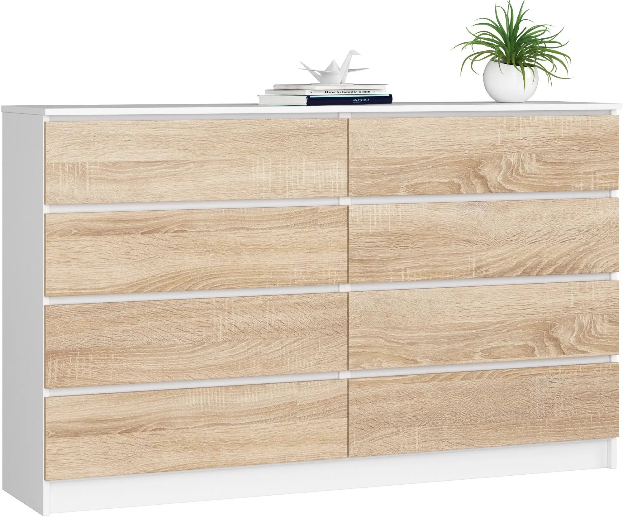 Comoda Akord K160 8SZ (White/Sonoma Oak)