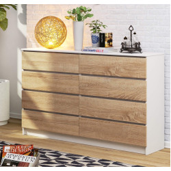 Comoda Akord K160 8SZ (White/Sonoma Oak)